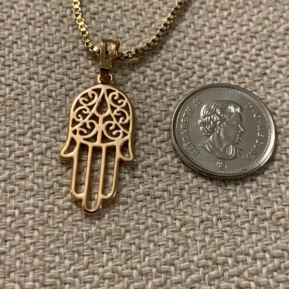Chamsa/Hamsa Gold Stainless Steel Necklace 18” - Picture 3 of 3